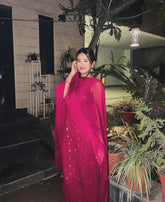 Sangria Ring Work Strappy Chikankari Kurta Set